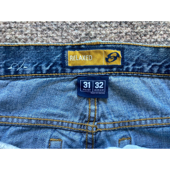 VTG Men's Sz 31x32 ANCHOR BLUE Jeans Relaxed Fit Y2K Grunge Pants - Picture 6 of 8